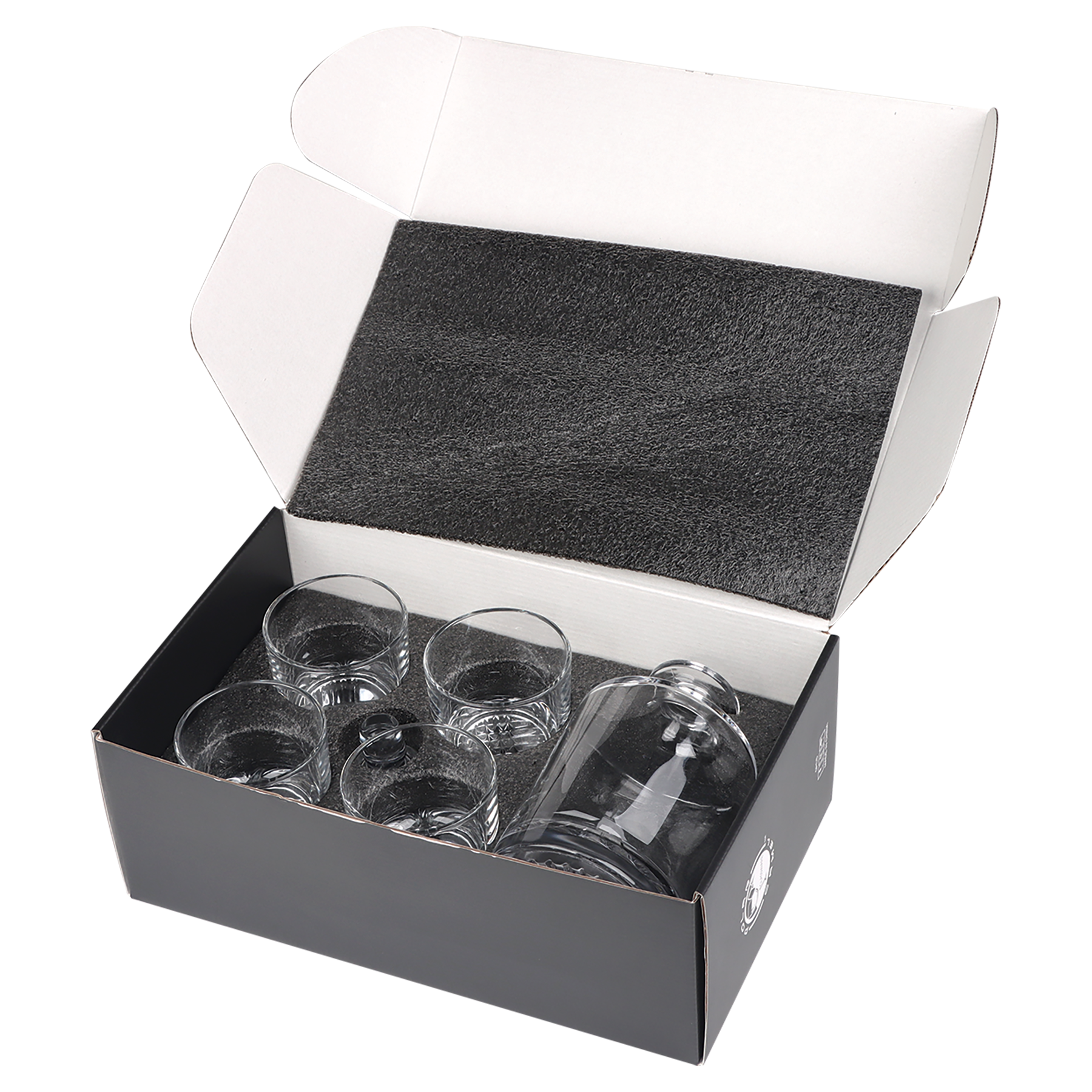 850ml Round Glass Decanter Set with Four 9 oz. Glasses and Gift Box