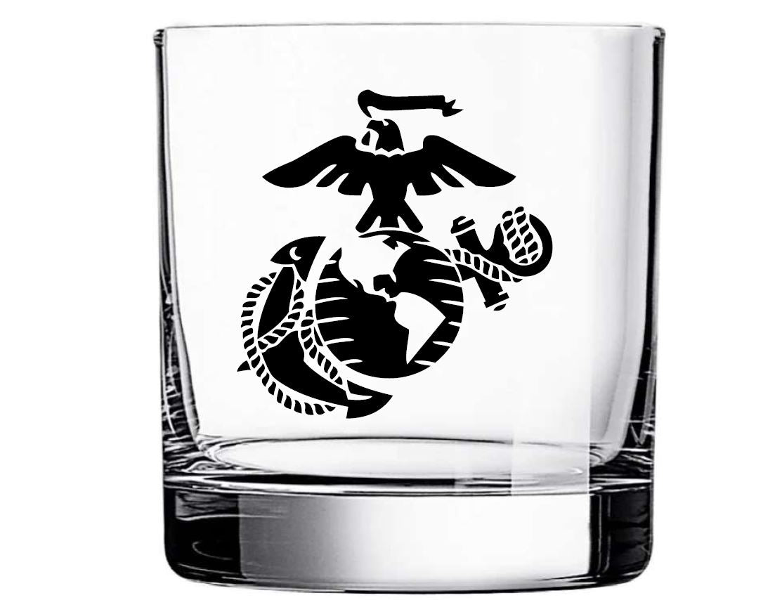 Marine Corps Whiskey Glass – Custom Engraved with Old School EGA Logo
