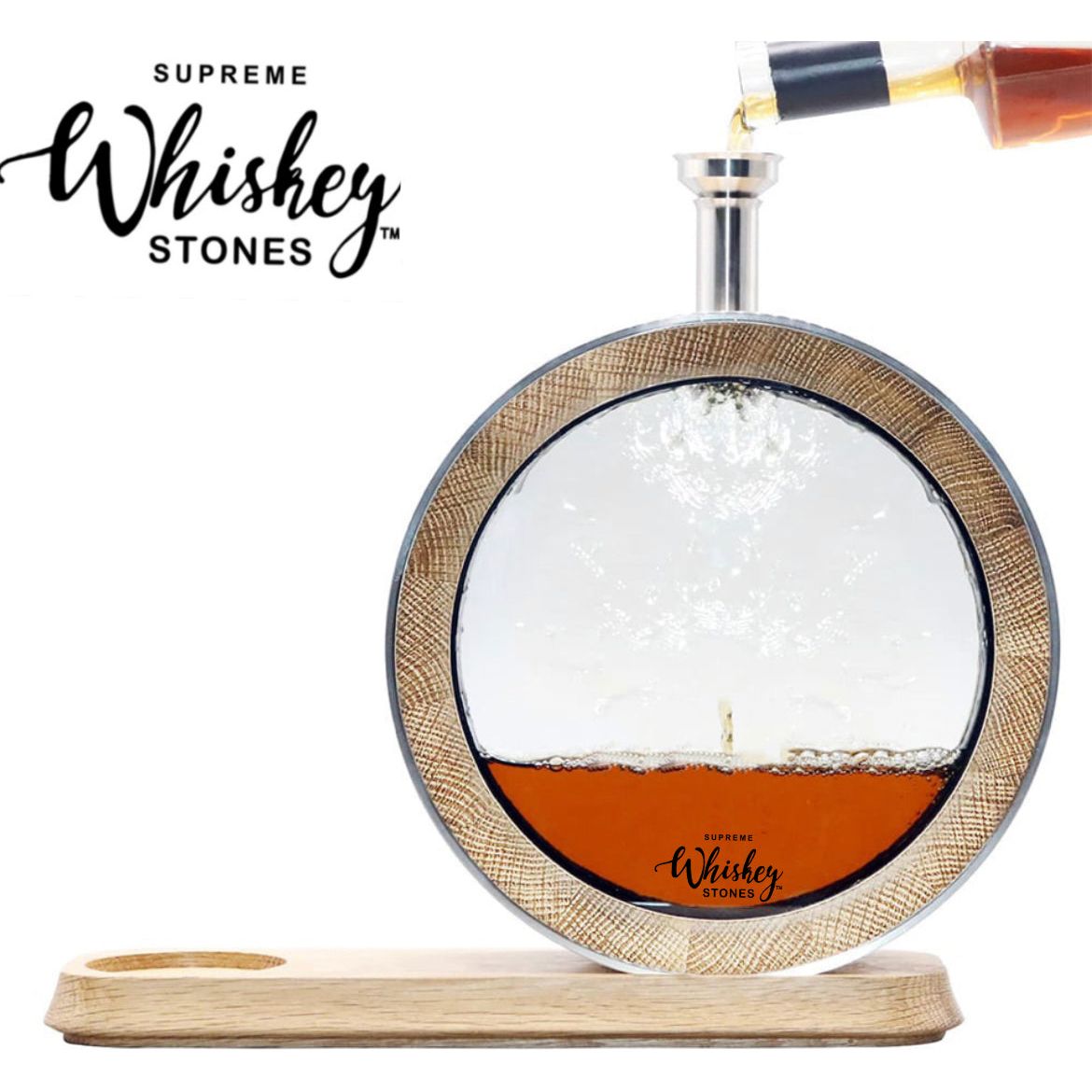 Handcrafted Vintage Oak Whiskey Barrel Decanter for Fast Aging