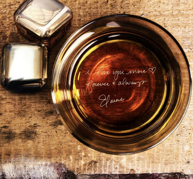 Personalized engraved whiskey glass with hidden love message, Valentine’s Day gift for him