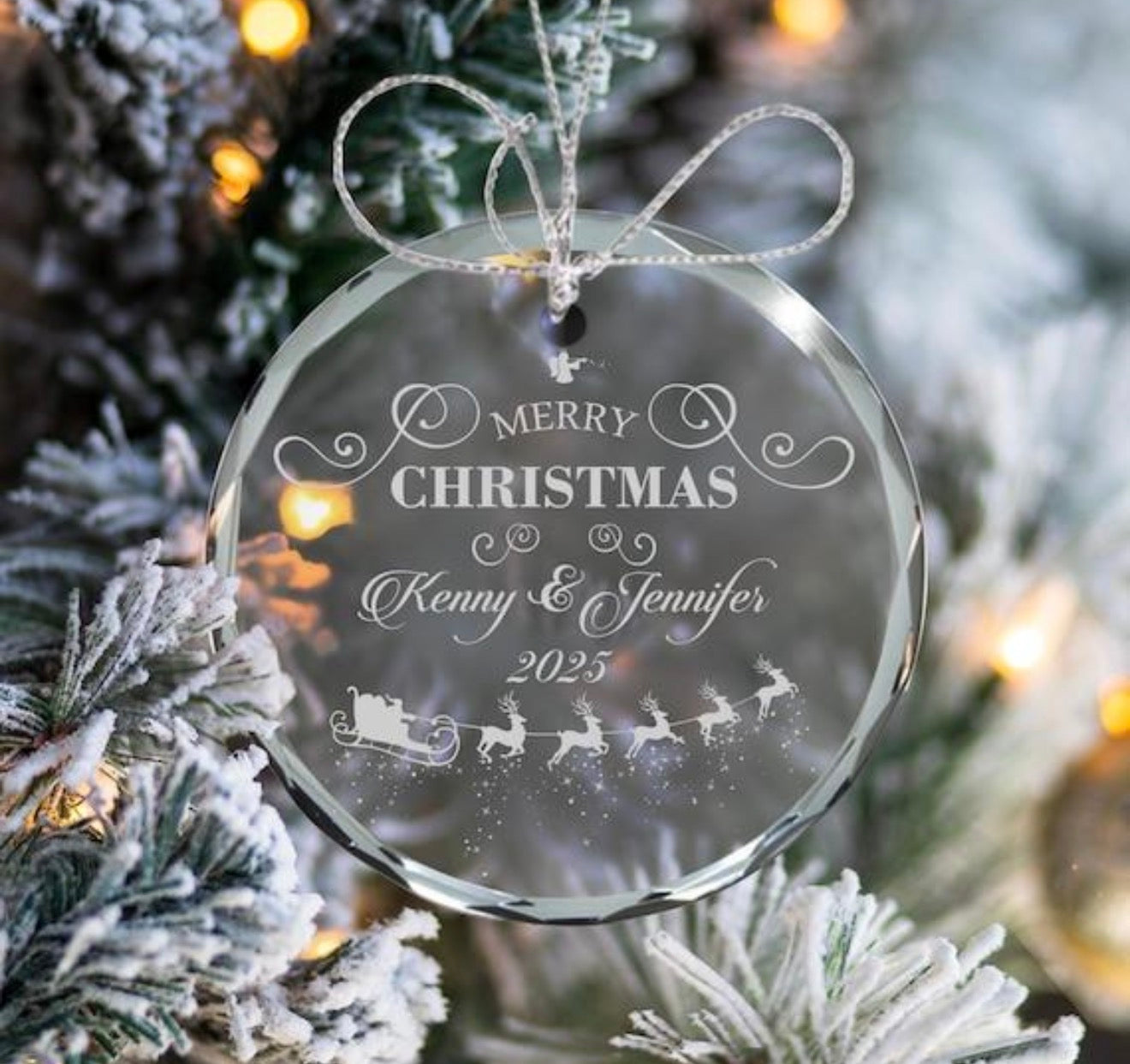 Personalized Glass Christmas Ornament – Custom Laser Engraved Gift