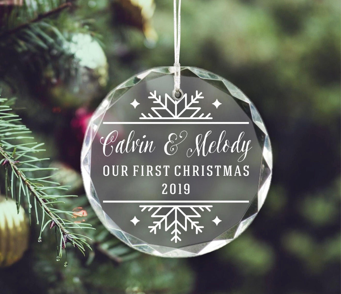 Personalized Glass Christmas Ornament – Custom Laser Engraved Gift
