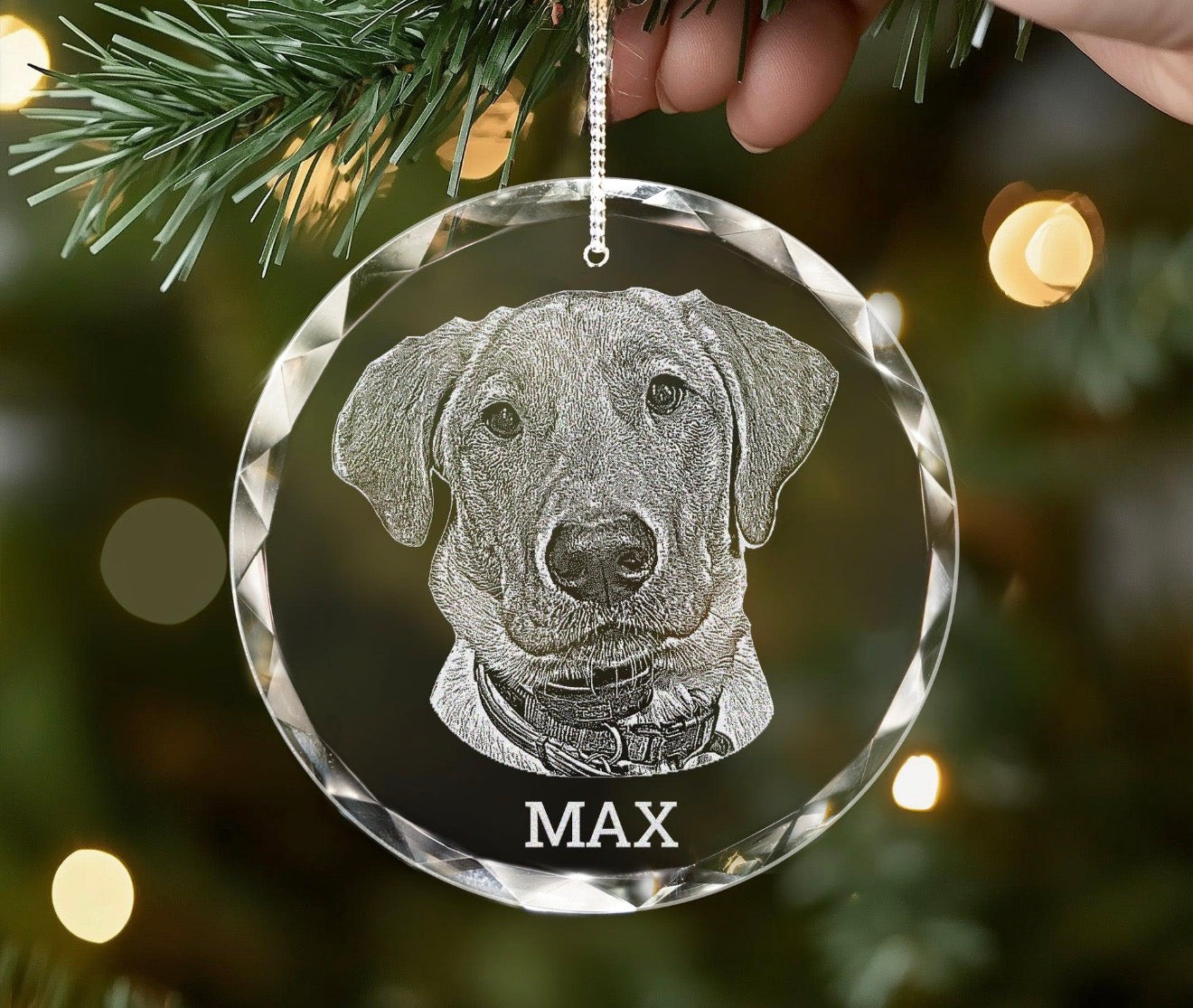 Personalized Glass Christmas Ornament – Custom Laser Engraved Gift