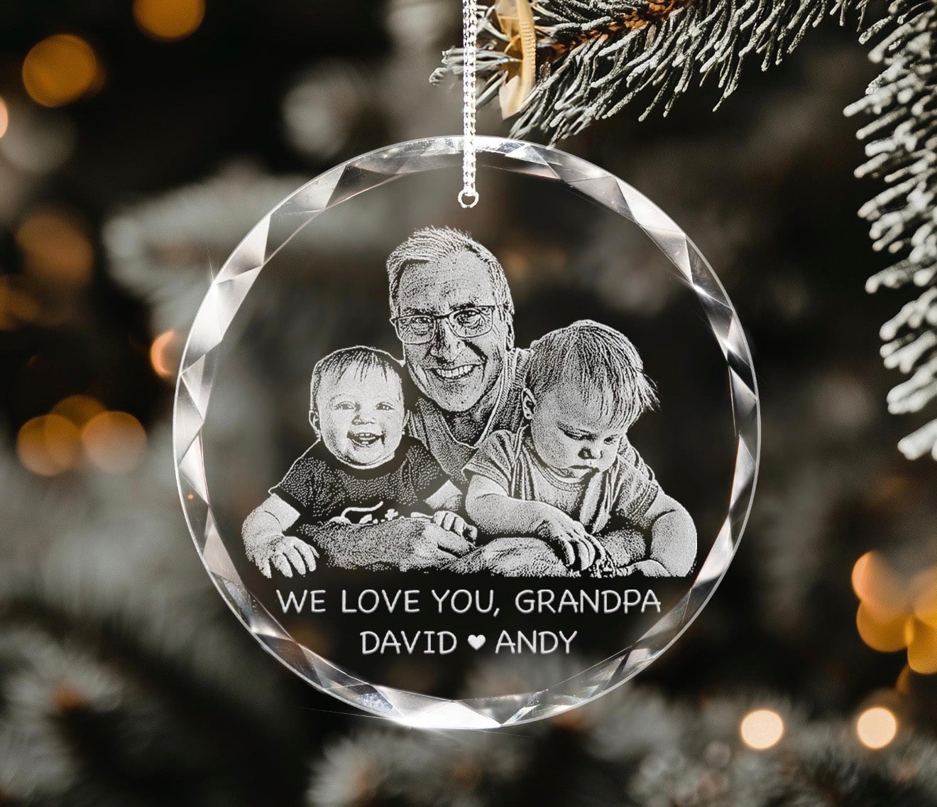 Personalized Glass Christmas Ornament – Custom Laser Engraved Gift