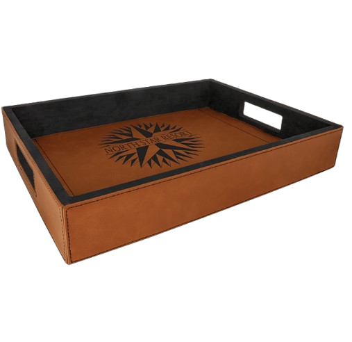 Personalized Rawhide Leatherette Serving Tray 16 x 12 | Custom Engraved Tray