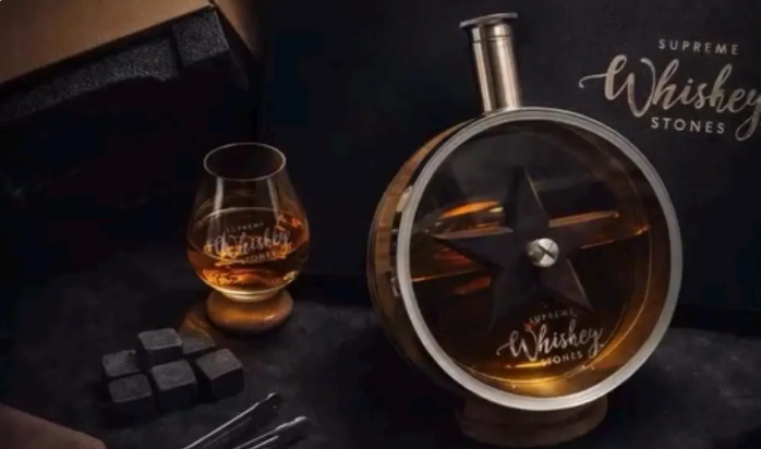 Personalized Stainless Steel Whiskey Decanter with Charred Oak Star