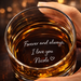 Personalized engraved whiskey glass with hidden love message, romantic Valentine’s Day gift
